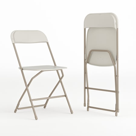 Flash Furniture Hercules Series Plastic Folding Chair Beige - 2 LB Weight Capacity Comfortable Event Chair-Lightweight Folding Chair, PK2 2-LE-L-3-BEIGE-GG
